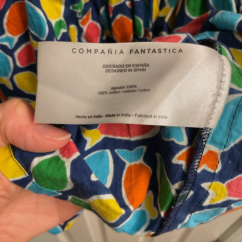 Compania fantastica hake print smocking pockets small mini dress small nwt - Picture 8 of 9